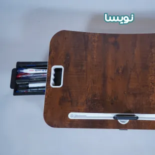 میز تحریر Mdf(70در50)ارتفاع 32cm تاشو طرح چوب صادراتی نوار و قطعات پلاستیکی مشکی
