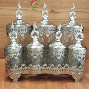پاسماوری نقره ای 7 پارچه شیشه ساده استنددار
