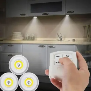 چراغ زیر کابینتی (پنل LED) ریموت دار بی سیم 3 عددی تنظیم نور