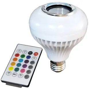 لامپ هوشمند و اسپیکر بلوتوثی مدل led music blub کد HB-61 رنگ چند رنگ