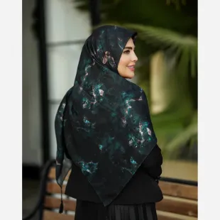 روسری نخ گلوریا سنگی رگه سبزنارنجی