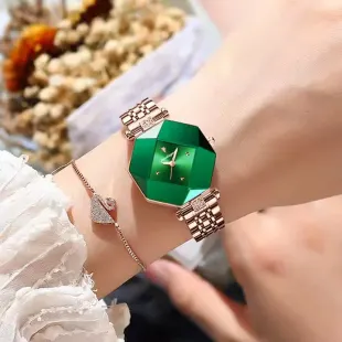 ساعت مچی زنونه پوداگار poedagar 005 شیشه تراش سبز - استیل