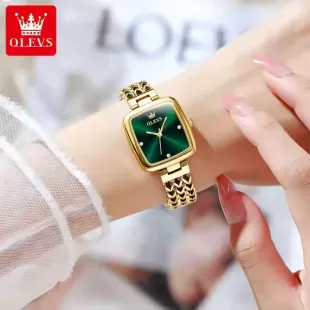 ساعت مچی زنانه اورجینال اولوز olevs 9951 - طلایی صفحه سبز