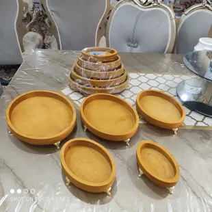 ظرف پذیرایی 5تیکه چوبی ،پایه دار (طرح بیضی)قیمت استثنایی..