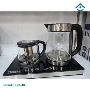 چای ساز حرفهای 2 لیتری دسینی مدل DS-2366 با کتری و قوری شیشهای پیرکس (پسکرایه)
