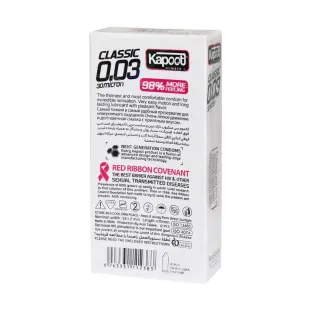 کاندوم فوق العاده نازک 0.03 کاپوت KAPOOT Classic 30 Micron بسته 10 عددی