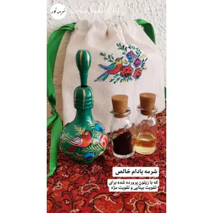 سرمهدان رومیزی گل و مرغ چوبی نقاشی دست