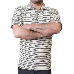 تیشرت مردانه نیم زیپ - رنگ کرم سایز 3XL