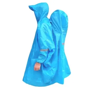 پانچو کمپسور آستیندار و جاکوله مدل BL-032 رنگ آبی