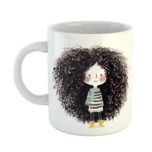 ماگ افرا توس طرح دختر مو فرفری کد mug103