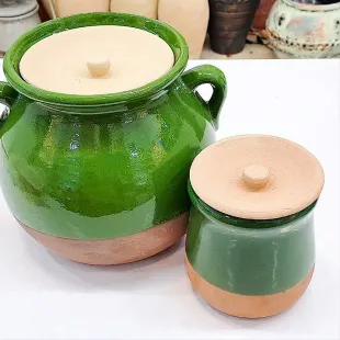 ظروف دیزی پخت و پز سبز یک 1 نفره آشپزخانه سفالی 1 یک نفره(پس کرایه)
