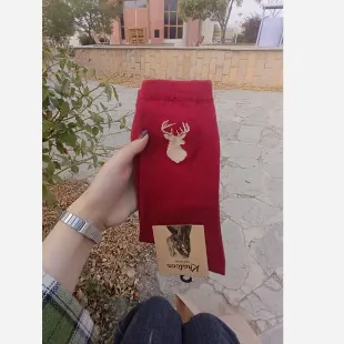 جوراب مردانه ساق بلند گوزنی رنگ سرمه ای