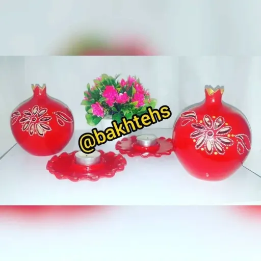 جاشمعی طرح انار سفالی نقطه کوبی شده
