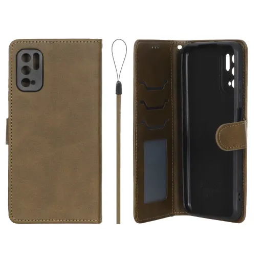 کیف موبایل چرمی جاکارتی و محافظ لنزدار درجه یک داخل خز شیائومی مدل Xiaomi Poco M3 Pro / Redmi Note 10 5G / Redmi Note... رنگ خاکستری