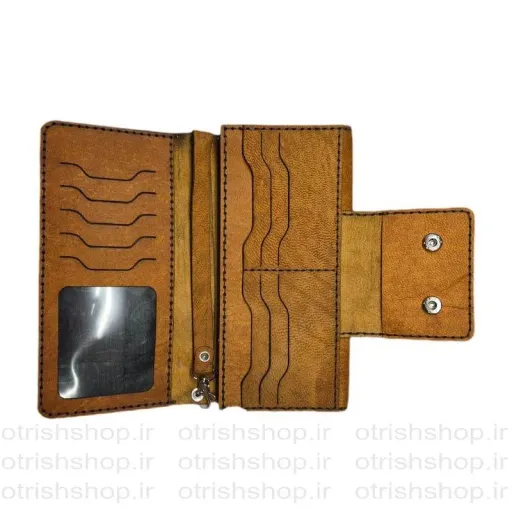 کیف پول کتی پاکتی دو دکمه برند دقت (چرم طبیعی شتر، 11 جای کارت، دست دوز) | فروشگاه کیف اتریش
