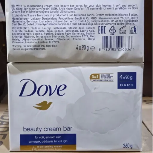 صابون شیر داو Dove مناسب انواع پوست بسته 4 عدد 360 گرم 