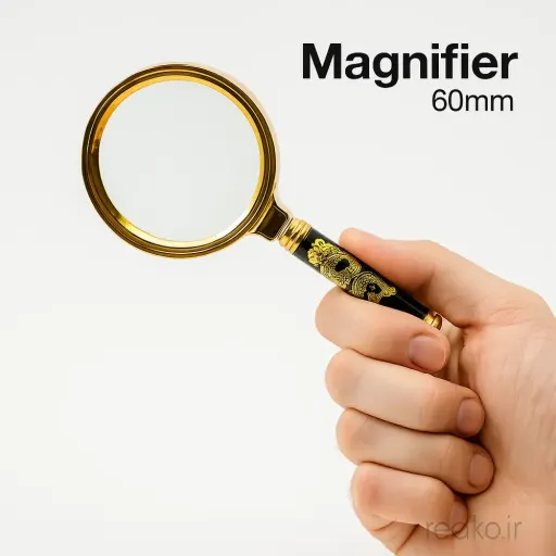 ذره بین سایز 60mm دور طلایی کد 6459-4 در مداد قرمز