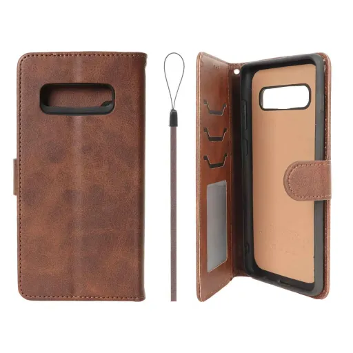 کیف موبایل مگنتی درجه یک داخل خز MNC Plus مدل Samsung Galaxy S10 Plus رنگ قهوه ای