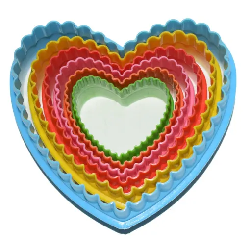 کاتر شیرینی پزی مدل Heart مجموعه 6 عددی رنگ چند رنگ