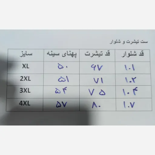 ست تیشرت شلوار مردانه سایز 4XL