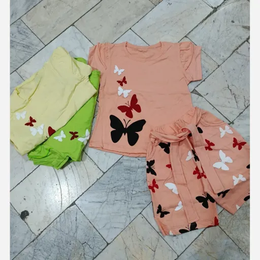 تیشرت شلوارک پروانه سایز 50 سایز 50گلبهی