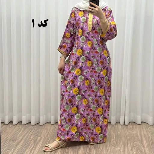 پیراهن نخی سه بعدی طلاکوب فلور بوگاتی فری سایز تا 52 زنانه کمربنددار چهارفصل شیک گزینه ها کد-7