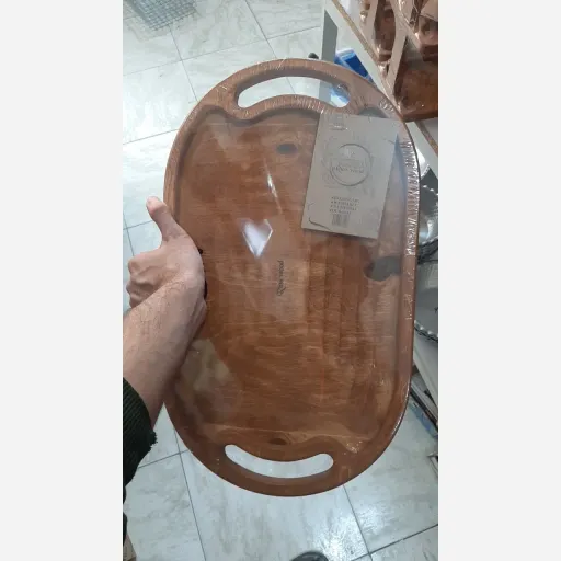 سینی چوبی ساده بیضی 