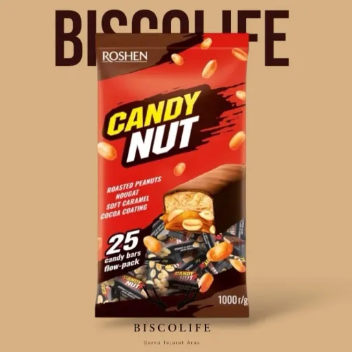 شکلات کاراملی بادامزمینی روشن اوکراین Roshen Candy Nut بسته 1 کیلویی وزن 500 گرم