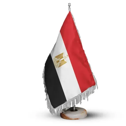 پرچم رومیزی کشور مصر ریشه زرد با پایه سنگی افراتوس