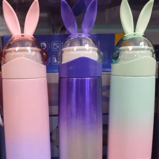 فلاسک استیل خرگوش درب لیوان دار 500ml(فلاسک فانتزی نوزاد)