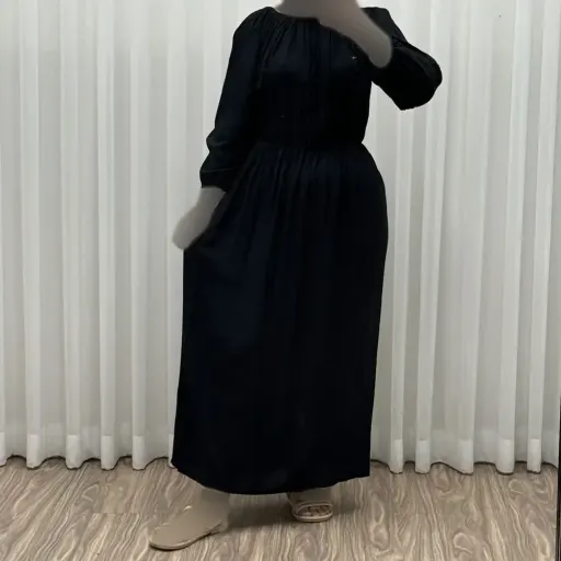 پیراهن ساحلی زنانه آستین بلند نخی فری سایز مناسب تا سایز 48 گزینه ها سرمه‌ای