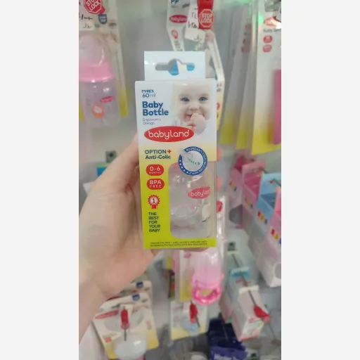 شیشه شیر پیرکس آنتی کولیک 0تا 6 ماه 60 میل بی بی لند کد435