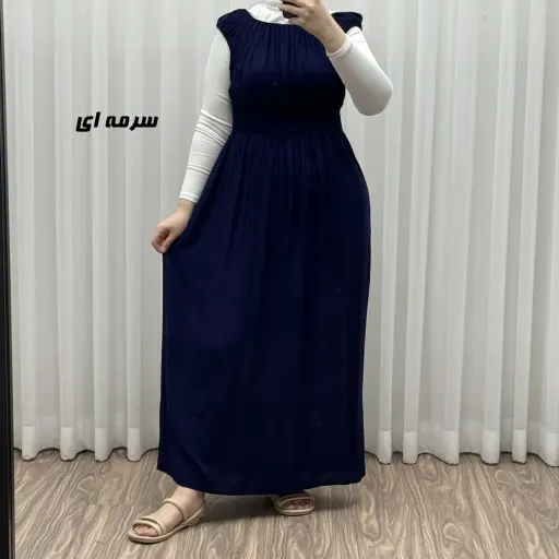 پیراهن ساحلی نخی زنانه و دخترانه فری سایز مدل حلقهای سینه کشدار گزینه ها زرشکی