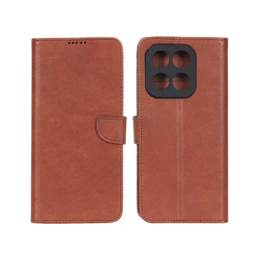 کیف موبایل چرمی مگنتی محافظ لنزدار KRF درجه یک مدل هواوی آنر Honor X7d رنگ طوسی