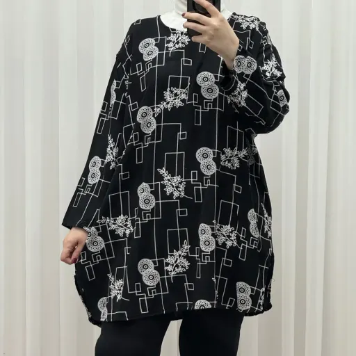 تونیک نخی سایز بزرگ زنانه مدل پیتزایی فری سایز تا 56
