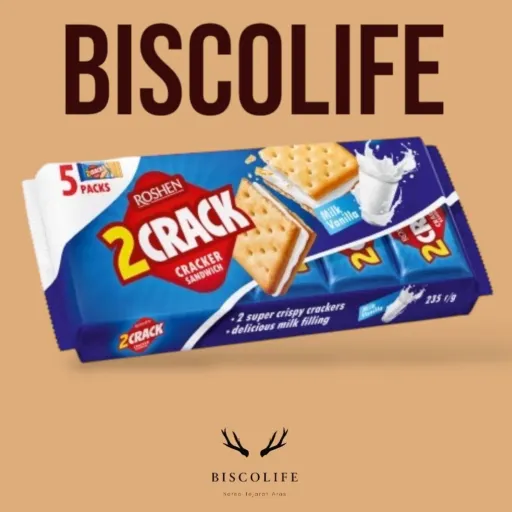 بیسکوییت کراکر ساندویچی ROSHEN با مغز شیری 235 گرم  بسته 5 تایی