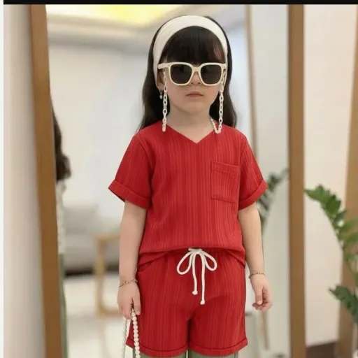 ست اسپرت یقه کوبایی 1تا 9سال بسته به جثه سایز سایز 4 قرمز
