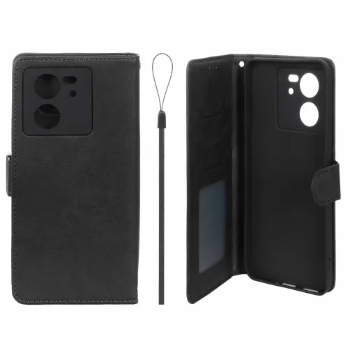 کیف موبایل چرمی مگنتی جاکارتی و محافظ لنزدار درجه یک داخل خز MNC Plus مدل Xiaomi Mi 13T / Mi 13T Pro رنگ قهوه ای