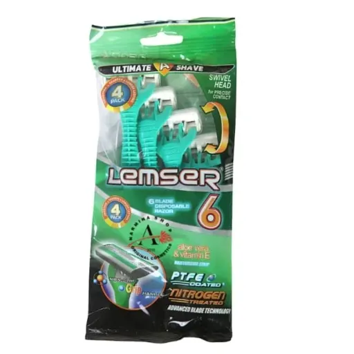 خودتراش لمسر شیش لبه صابوندار 4تایی LAMSER
