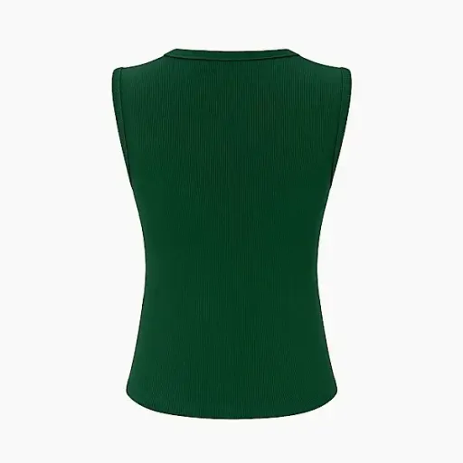 تاپ کراپ کبریتی زنانه یقه گرد بدون آستین طرح ساده مناسب استایل روزمره و اسپرت سایز سبز کله غازی - 36-40