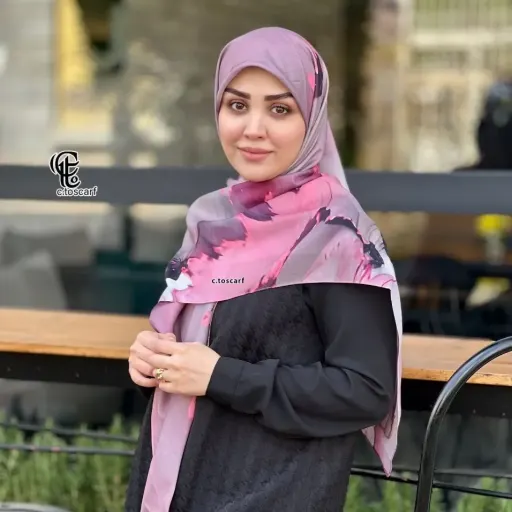 روسری طرح هما سایز 140 جنس نخ کاستوم سیتو چرخ دوز رنگ گلبهی