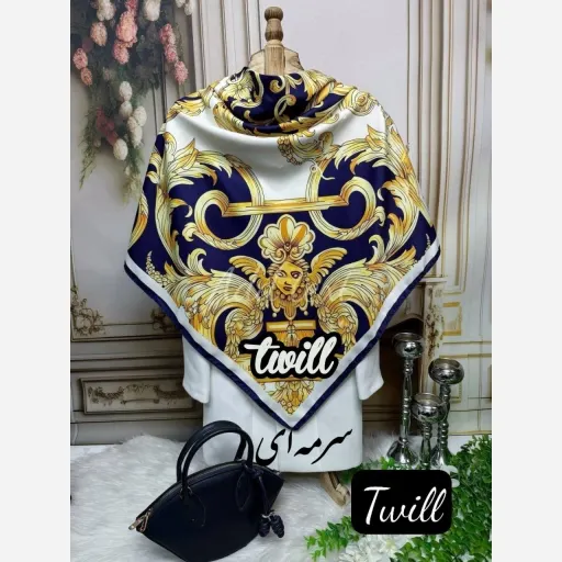 روسری ابریشم توییل ملینا رنگ سورمه ای