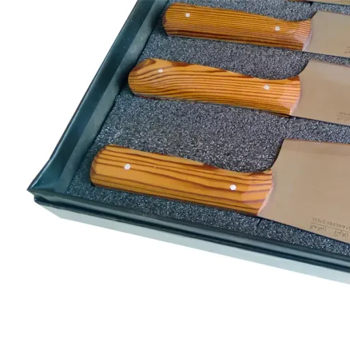 سرویس چاقو آشپزخانه 6 پارچه الماس زنجان مدل 03 رنگ قهوه ای روشن 3