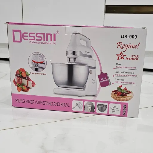 همزن کاسه دار دسینی 5 لیتر اصلی سه شاخ مدل DK909 ظرفیت 5 لیتر 650 وات