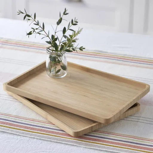 سینی بامبو مدل ساده مستطیل سایز یک