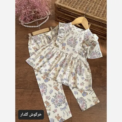 ست بلوز و شلوار راحتی دخترانه جنس پنبه سایز 40 تا 60 مناسب 2 تا 9 سال گزینه ها ۴۰