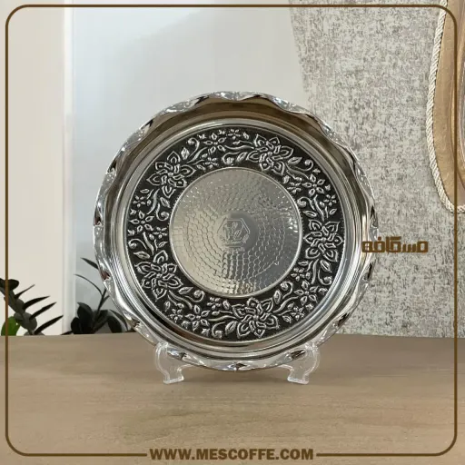 سینی مجمع مسی کروم زنجان(گل یاس/کد1878)