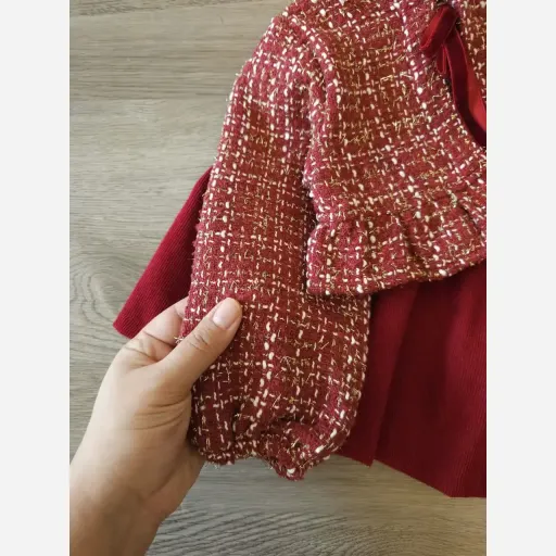 ست کت و سارافون یلدایی دخترانه مخمل کبریتی مناسب سن 2 تا 9 سال گزینه ها ۶
