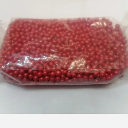 مروارید خوراکی تزئینی رنگ قرمز سایز متوسط 50 گرمی 