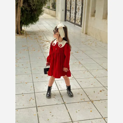 پیراهن دخترانه مخمل کبریتی یلدایی سایز 2 تا 6 سال گزینه ها ۶